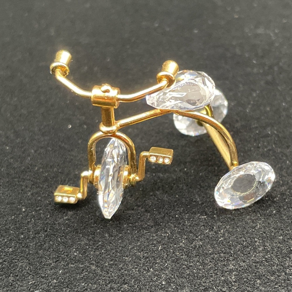 Swarovski Crystal Memories Tricycle Figurine Gold 219198 Retired Signed Moveable